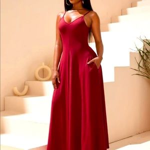 Gorgeous maroon cami dress with pockets